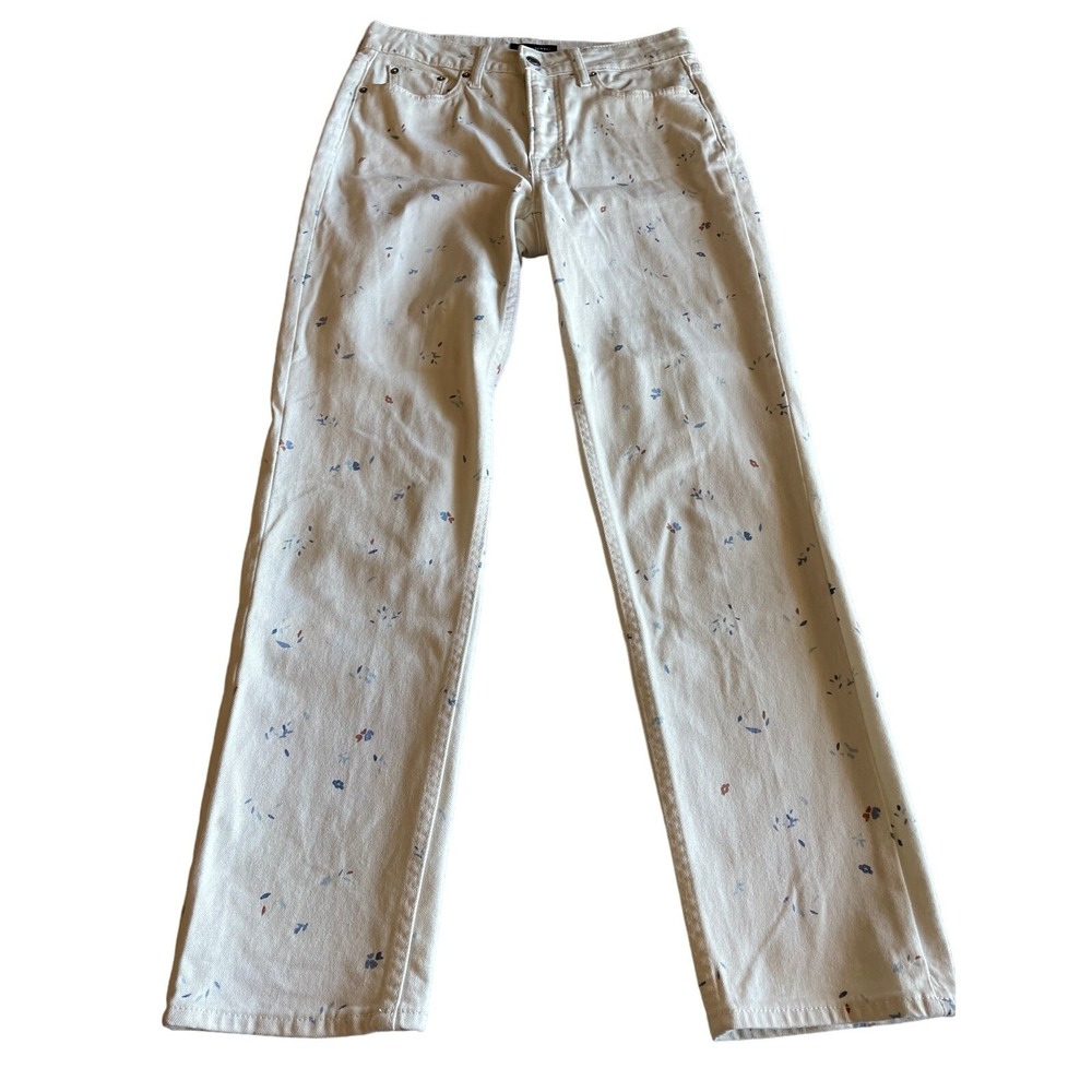 Free Assembly Womens Blue Floral White Jeans Size 4